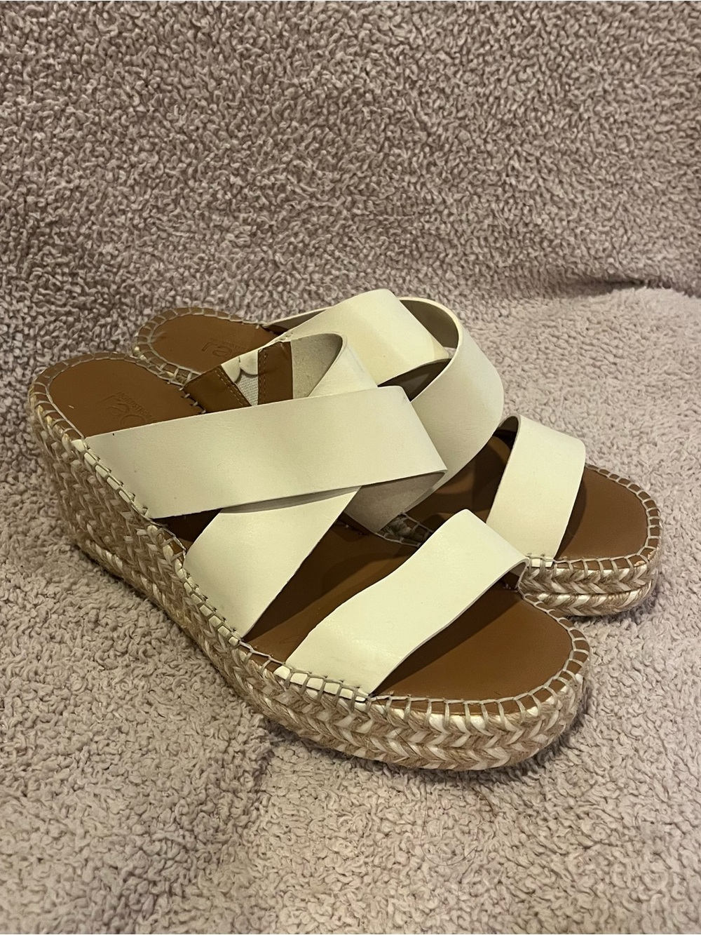 Nordstrom Cream Espadrille Wedge Slide Sandals